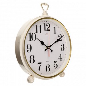 Часы настенно-настольные 26х32 см, корпус белый с золотом "Классика", пластик, 1xАА, арт.3426-002