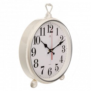 Часы настенно-настольные 26х32 см, корпус белый с серебром "Классика", пластик, 1xАА, арт.3426-003