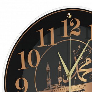 Часы настенные круг d39см, корпус черный "Мухаммад", 4040-108