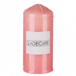 LADECOR Свеча пеньковая, 7х15 см, парафин, цвет розовый