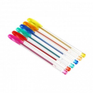 GALYGIN Набор ручек гелевых 6 цветов с глиттером, "Геликовые ручки", 0,7мм, в ПВХ пенале с подвесом