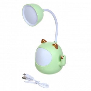 Светильник LED "2 в 1", в форме котика, светится животик и лампа, точилка, 9х9х22,5см, USB, 4 цв.