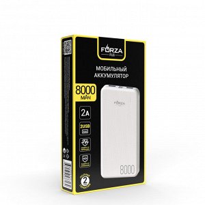 FORZA Аккумулятор мобильный, 8000 мАч, 2xUSB, 2А