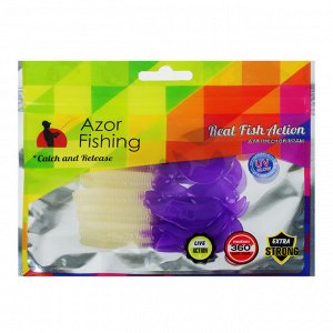 AZOR FISHING Твистеры с ультрафиолетовым покрытием, 8 см, 5 шт. в уп. силикон, 5 цветов