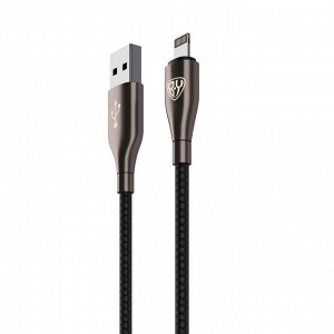 BY Кабель для зарядки Керамика iP, 1м,  2.4А, Быстрая зарядка, тканевая оплётка, черный