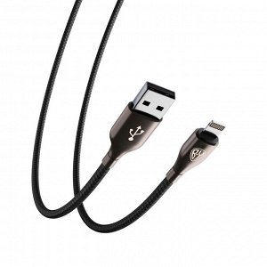 BY Кабель для зарядки Керамика iP, 1м,  2.4А, Быстрая зарядка, тканевая оплётка, черный