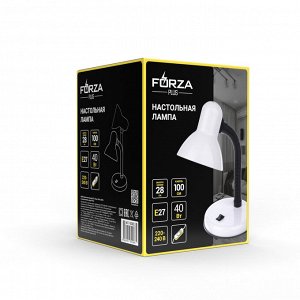 FORZA Лампа настольная, Е27, 28см, 40Вт, 220В, с выключателем, шнур 67см, 5 цветов