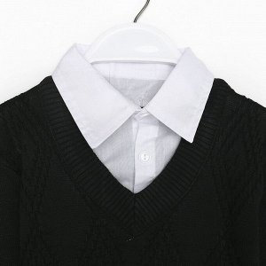 Школьный джемпер-обманка для мальчиков, цвет чёрный, рост 152-158см