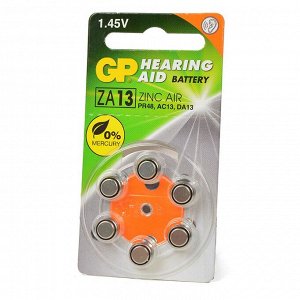 Hearing Aid, Батарейки ZA 13-BC6 1/60 для слуховых аппаратов, 6 шт