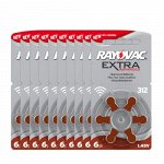 Rayovac EXTRA, Батарейки ZA 312-BC6 1/60 для слуховых аппаратов, 6 шт