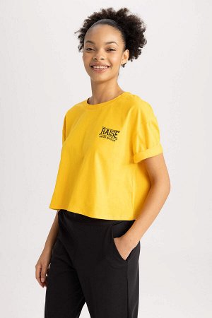 Спортивная футболка с коротким рукавом Defacto Fit Crop Crew Neck