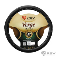 Оплётка на руль  PSV VERGE Fiber (Черный/Отстрочка белая) M (ХИТ ПРОДАЖ)