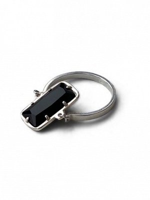 Серебряное подвижное кольцо "Black" с черным агатом