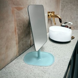 Зеркало для макияжа настольное 12.5см*26см (голубой)