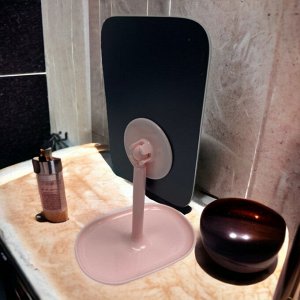 Зеркало настольное для макияжа 12.5см*26см (розовый)