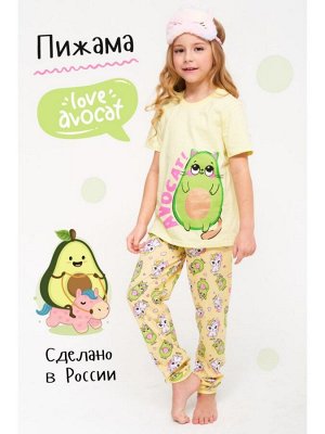 Пижама детская с принтом короткий рукав для девочки КОТОФРУКТ