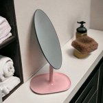 Зеркало настольное для макияжа 13.5см*26.5см (розовый)