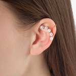Серьга «Кафф» жемчужная нить, цвет белый в золоте