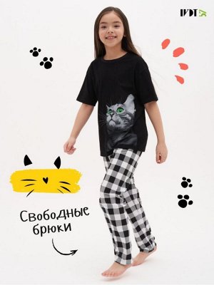 Пижама детская короткий рукав с брюками с принтом ЗЕЛЕНОГЛАЗАЯ