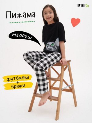 Пижама детская короткий рукав с брюками с принтом ЗЕЛЕНОГЛАЗАЯ
