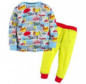 Пижама Пижама для мальчика, выполненная из мягкого трикотажа.
Яркая расцветка с машинками смотрится очень привлекательно. Горлышко и манжеты на рукавах и ножках выполнены из трикотажной резинки.
Эта м