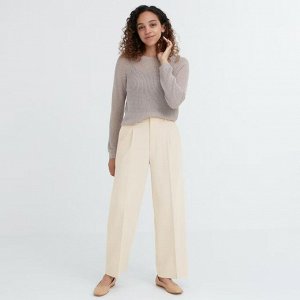 UNIQLO — широкие брюки с вытачками длина 69-71 см - 32 BEIGE ПРОДАМ ИЛИ ОБМЕНЯЮ
