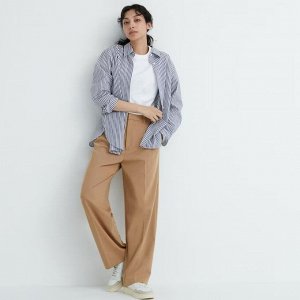UNIQLO — широкие брюки с вытачками длина 69-71 см - 32 BEIGE ПРОДАМ ИЛИ ОБМЕНЯЮ