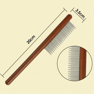 Расческа c деревянной ручкой для кошек и собак