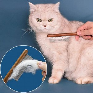 Расческа c деревянной ручкой для кошек и собак