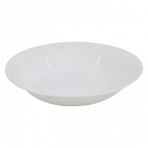Тарелка суповая, d 22 см, 580 мл, опаловое стекло, плоский край, WHITE