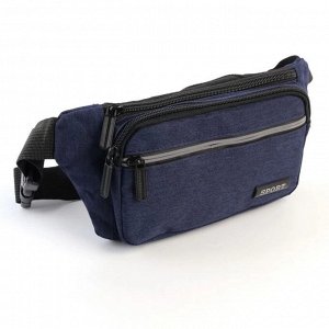 Сумка 24 x 12 x 3 см. Спортивная текстильная поясная сумка синего цвета. Имеет 3 наружных кармана на молниях и одно отделение на молнии. Внутри есть боковой кармашек на молнии. Поясной ремень регулиру