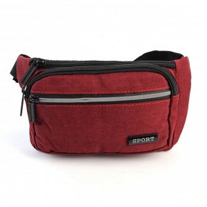 Сумка 24 x 12 x 3 см. Спортивная текстильная поясная сумка красного цвета. Имеет 3 наружных кармана на молниях и одно отделение на молнии. Внутри есть боковой кармашек на молнии. Поясной ремень регули