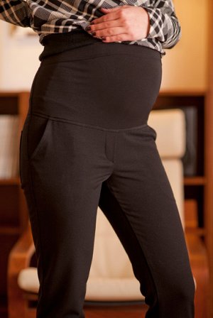 Утепленные брюки для беременных, на флисе черный