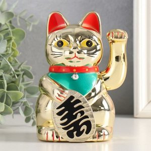 Сувенир кот пластик "Манэки-нэко" h=14,5 см