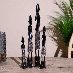 Статуэтки «Семья аборигенов», набор 4 шт., 46 см, 30 см, 25 см, 20 см, дерево, МИКС
