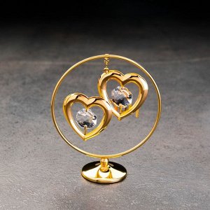Сувенир "Два сердца в кольце", 8х7х3 см, с кристаллами