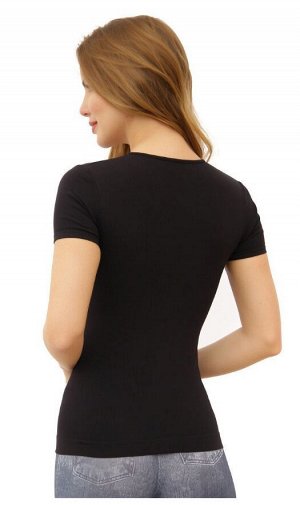 Intimidea T-Shirt Philadelphia Футболка с V-образным вырезом и короткими рукавами. Повседневное, комфортное изделие из мягкой микрофибры, не требует глажения. (Nero- Черный цвет) прю Италия
