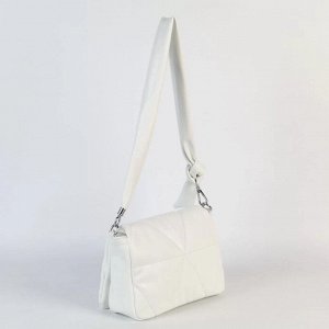 Женская дутая стеганая сумка через плечо из эко кожи 6078 Вайт