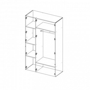 Шкаф 3х ств с зеркалом Мечта, 1200х520х2100, Белый/Бетон