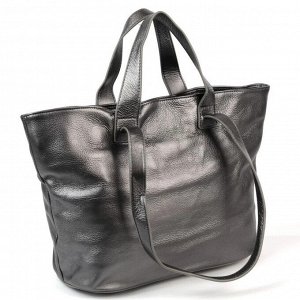 Сумка 33 x 27 x 13,5 см. Средняя женская сумка шоппер из натуральной кожи графитового цвета. Имеет 4 ручки, высотой 15 и 28 см. Сумка закрывается на кнопку и на металлическую молнию. Внутри в верхней 