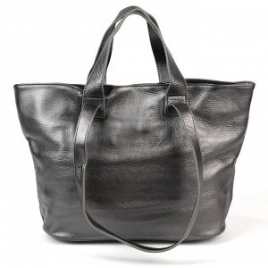 Сумка 33 x 27 x 13,5 см. Средняя женская сумка шоппер из натуральной кожи графитового цвета. Имеет 4 ручки, высотой 15 и 28 см. Сумка закрывается на кнопку и на металлическую молнию. Внутри в верхней 