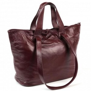 Сумка 33 x 27 x 13,5 см. Средняя женская сумка шоппер из натуральной кожи бордового цвета. Имеет 4 ручки, высотой 15 и 28 см. Сумка закрывается на кнопку и на металлическую молнию. Внутри в верхней ча