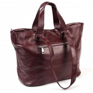 Сумка 33 x 27 x 13,5 см. Средняя женская сумка шоппер из натуральной кожи бордового цвета. Имеет 4 ручки, высотой 15 и 28 см. Сумка закрывается на кнопку и на металлическую молнию. Внутри в верхней ча