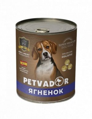 PETVADOR Влажный корм для собак, ягненок и лосось, 400 г 1/9