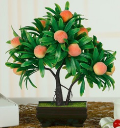 Искусственное персиковое дерево в горшке