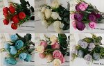 Искусственная ветка розы (10 цветков) Цвет: НА ВЫБОР