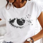 Женская футболка, принт &quot;глаз&quot;, цвет белый
