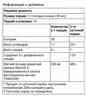 Малат и глицинат магния в жидкой форме, 480 мл