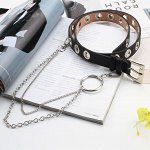 Ремень женский из искусственной кожи, с цепью, цвет черный