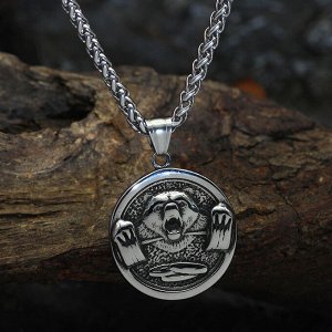 Женская цепь с подвеской "Медведь", цвет серебро (бижутерия)